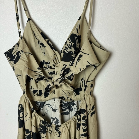 Cupshe Khaki Floral Sweetheart Twist Mini Dress Short Summer Sun Sz M - Picture 11 of 14